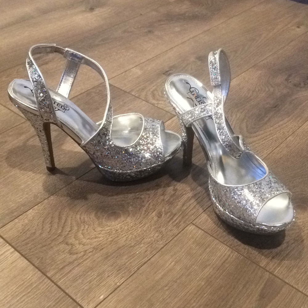 Silver glitter heels